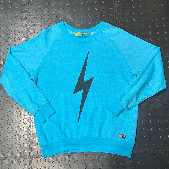 Aviator Nation Turquoise Lightning Sweatshirt Never Worn! NEW!! - Picture 2 of 11